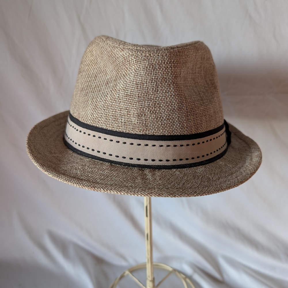 Stylish Tan Fedora Hat with Black Band